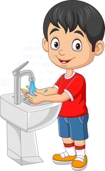 Cartoon little boy washing his hands vector