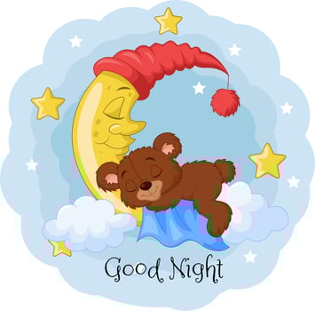 Cartoon teddy bear sleep on the moon vector