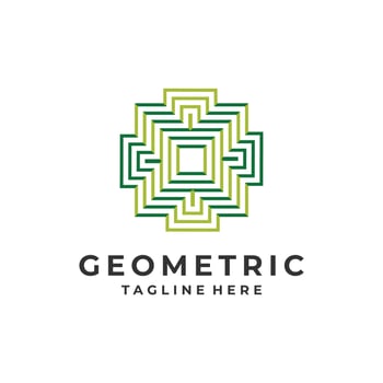 geometric line logo. Yellowish green futuristic line shape, icon, vector illustration