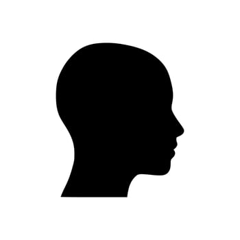 human head icon . Human head profile black shadow silhouette vector illustration color editable