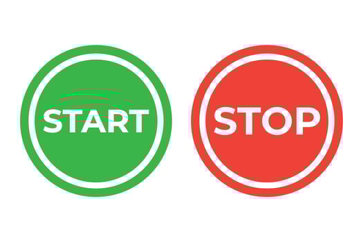 simple modern icon start and stop button, simple flat style, set collection vector graphic
