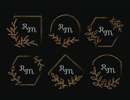 wedding monogram golden collection vector