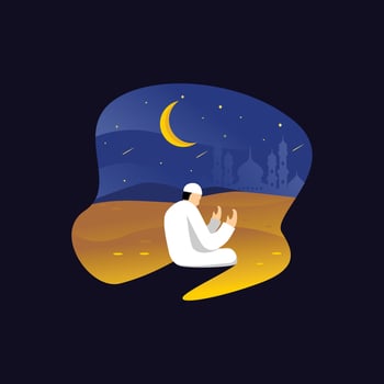 pray during ramadan night vector