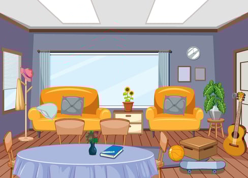 Interior design of dining room in living room vector