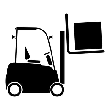 Forklifts truck Lifting machine Cargo lift machine Cargo transportation concept icon black color vector illustration flat style image