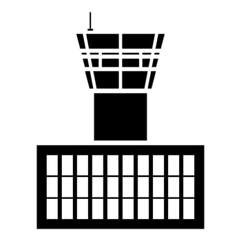 Airport control tower Airport Building Flight control tower icon black color vector illustration flat style image