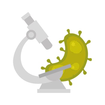 microscope with particle covid 19 isolated icon vector