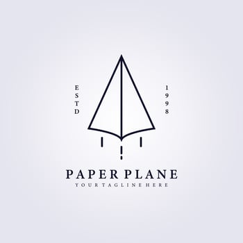 simple travel logo paper plane line art vector minimalist illustration design