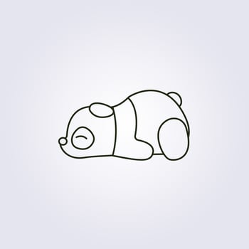 lazy panda, sleep baby panda line art icon logo symbol illustration vector template design graphic for print, apparel, t-shirt, cap