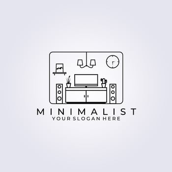 minimalist furniture logo vector illustration design, table line art furniture logo