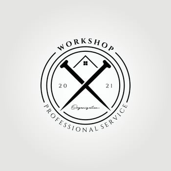 Workshop carpenter logo vector illustration design