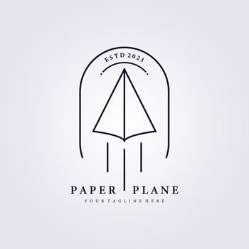 paper plane travel logo line art simple vector illustration design