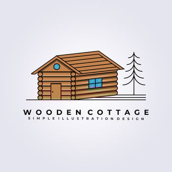 cottage cabin logo illustration vector design sticker icon symbol of barn homestead house home