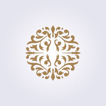 abstract gold flower pattern, element circle badge emblem illustration vector symbol ornament design