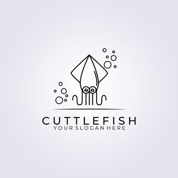 cuttlefish logo vector illustration design, simple line art logo
