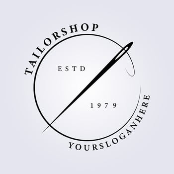 simple tailor shop logo, professional seamstress logo, needle vector illustration design