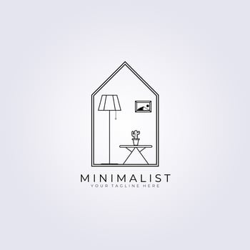 Minimalist home furniture logo vector illustration design, line art interior template logo