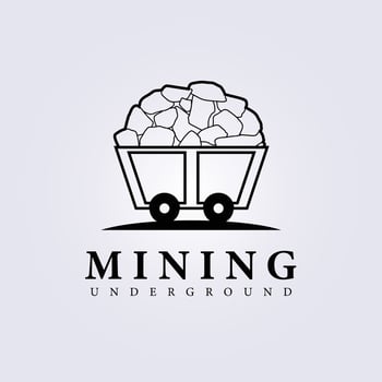 simple mining logo, wagon, train mining logo vector illustration design