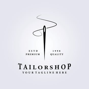 tailor shop logo, single needle vector illustration design