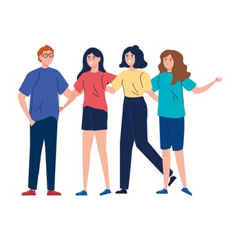 man and women together, happy, people, happiness and friendship, male and female characters vector