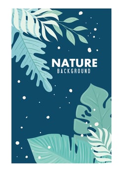 nature background, branches with tropical nature leaves of pastel color vector