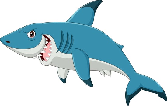 Cartoon shark isolated on white background vector