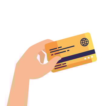 hand holding credit card vector design