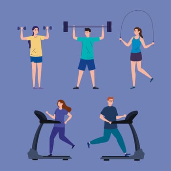 sport, group people practicing sport, healthy lifestyle vector