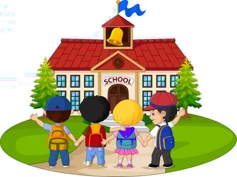 School children going to school vector
