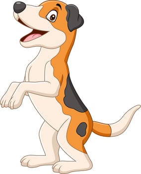 Cartoon funny dog standing on white background vector