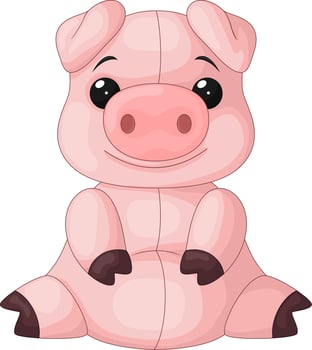Cute baby pig cartoon sitting vector