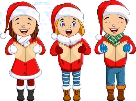 Choir children singing a song vector