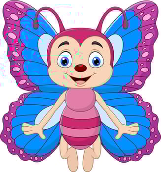 Cartoon funny butterfly isolated on white background vector