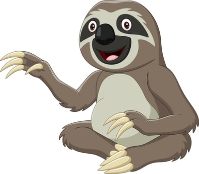 Cartoon funny sloth sitting and waving hand vector