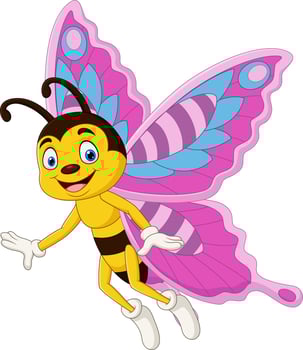Cartoon happy butterfly isolated on white background vector