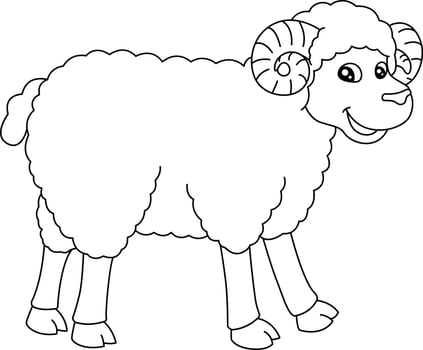 Sheep Coloring Page Isolated for Kids vector