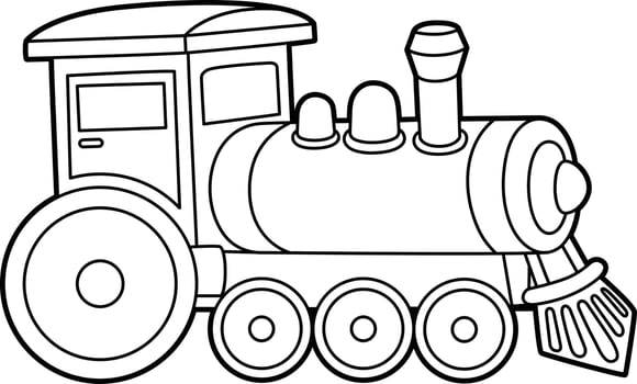 Steam Locomotive Coloring Page Isolated for Kids vector