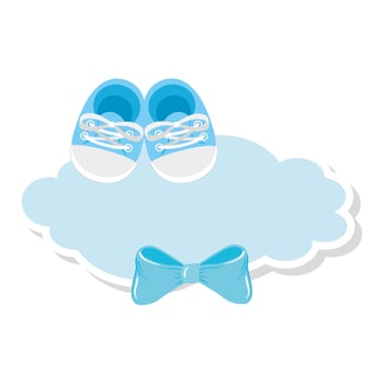 cute shoes baby in cloud isolated icon vector