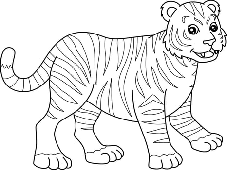 Tiger Coloring Page Isolated for Kids vector