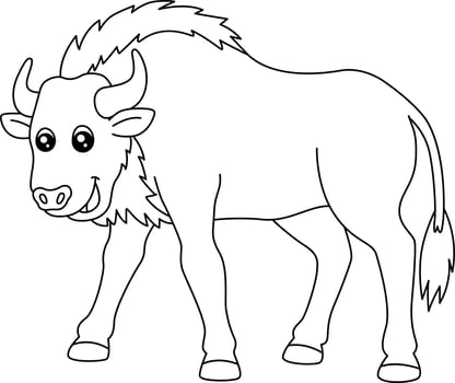 Wildebeest Coloring Page Isolated for Kids vector