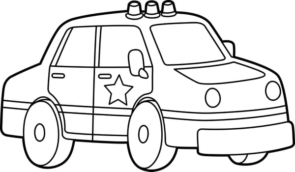 Police Car Coloring Page Isolated for Kids vector