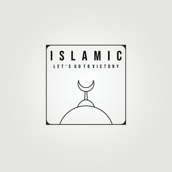 islamic mosque logo line art vector , muslim monoline illustration design