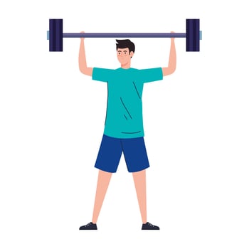 man with weight, heavy equipment, sport and leisure vector