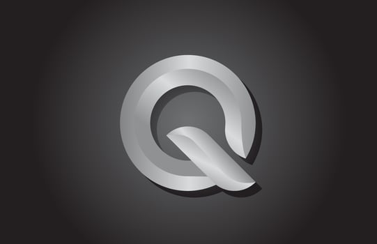 grey Q letter alphabet icon logo design. Company template for business vector