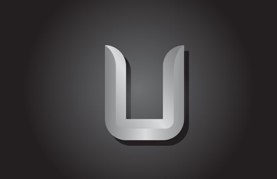 grey U letter alphabet icon logo design. Company template for business vector