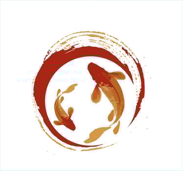 legendary japan koi fish logo, luck, prosperity, and good fortune vector