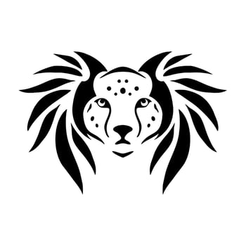 tribal tattoo viking lion head illustration and vector logo