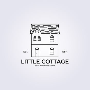 line art cottage village logo vector illustration design