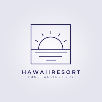 sunset sunrise hawaii resort paradise logo vector illustration design
