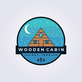 Cottage cabin lodge logo vector illustration design sticker poster label template simple color design